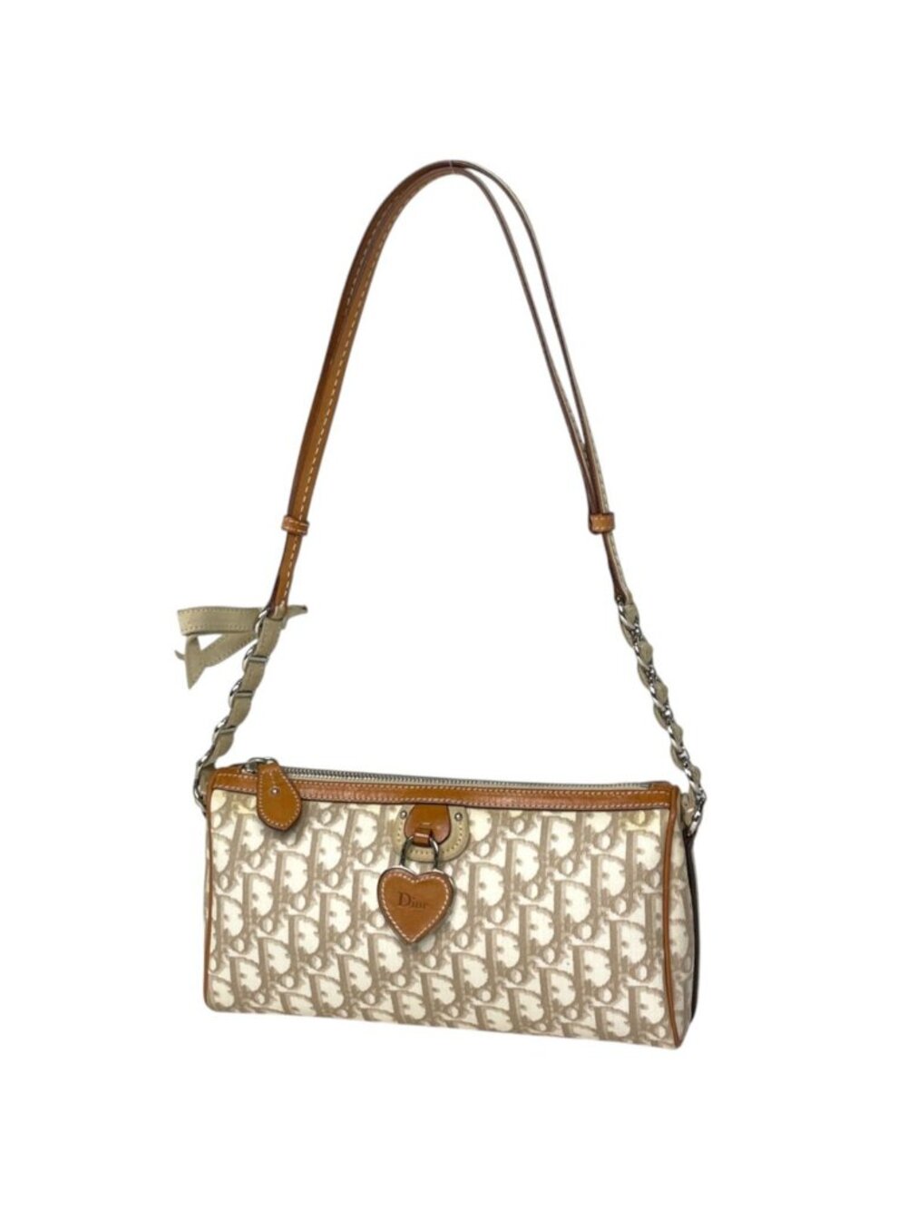 Dior Shoulder Bag Trotter Pattern Heart White Brown